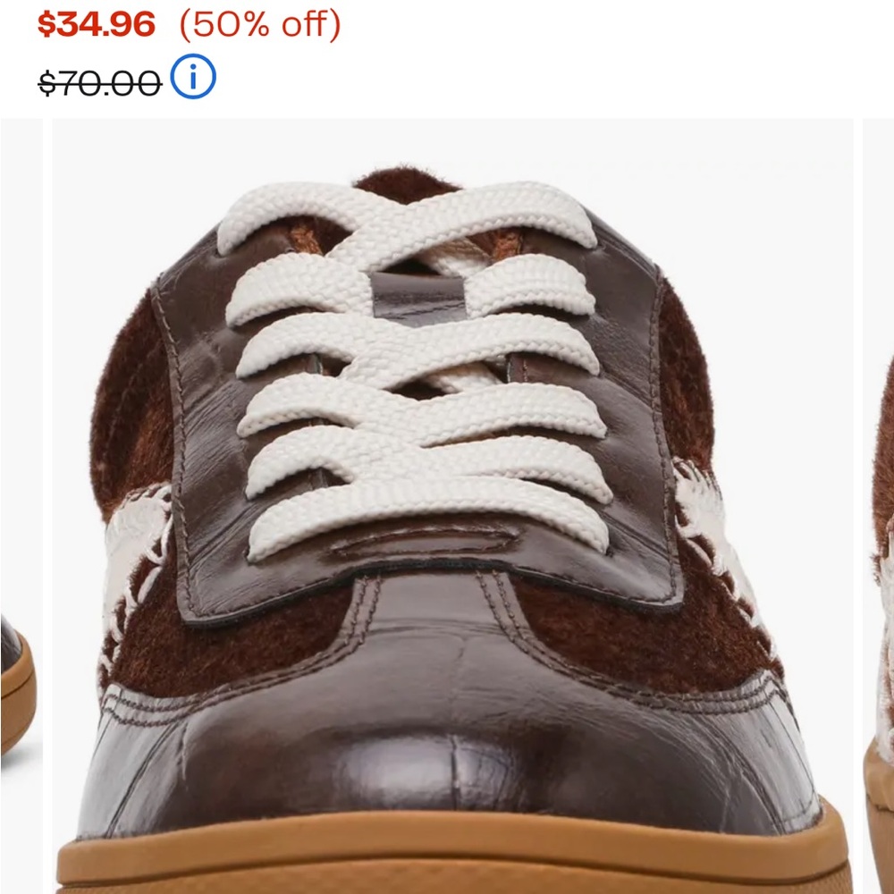 DV by Dolce Vita Brown Leather Sneakers with Cream Accent - Picture 3 of 4
